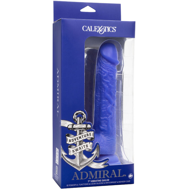 Dildo Vibrator Realistic, CalExotics - Admiral Sailor, Silicon Lichid, 19.75 CM Albastru