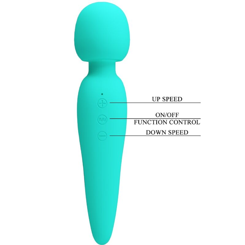Vibrator Wand, Pretty Love - Meredith, Rezistent la Apa, Verde Aqua