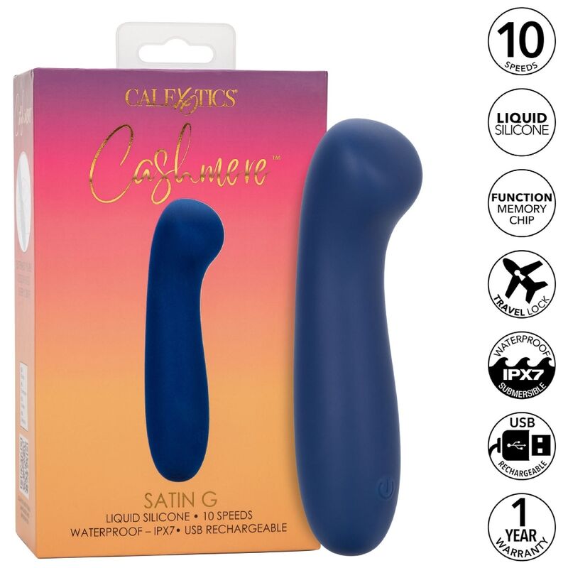 Vibrator, CalExotics - Cashmere Satin G, Rezistent la Apa IPX7, Blue
