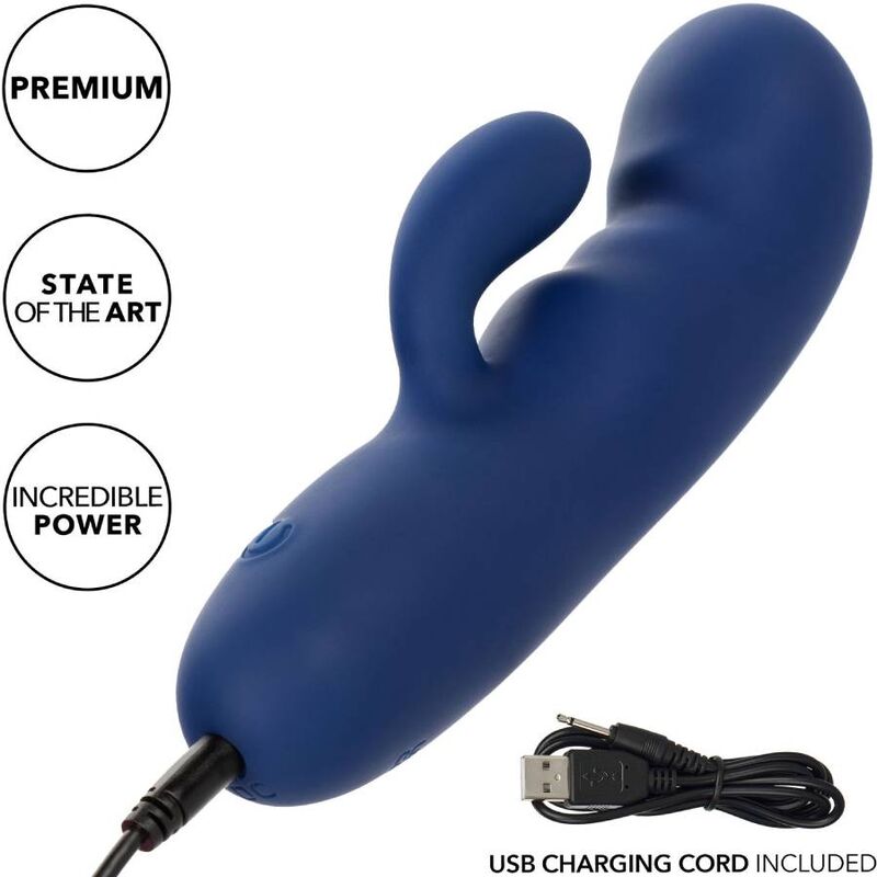 Vibrator Punctul G, CalExotics - Cashmere Silk Duo, Motor Dublu, Albastru