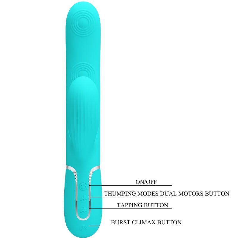 Vibrator G-Spot Rabbit, Pretty Love - Perlita, Multifunctional 3 in 1, Turcoaz