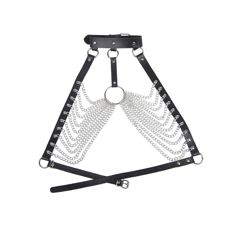 Ham pentru Piept, Subblime, cu Lanturi si Inel Mare, Marime Unica Negru