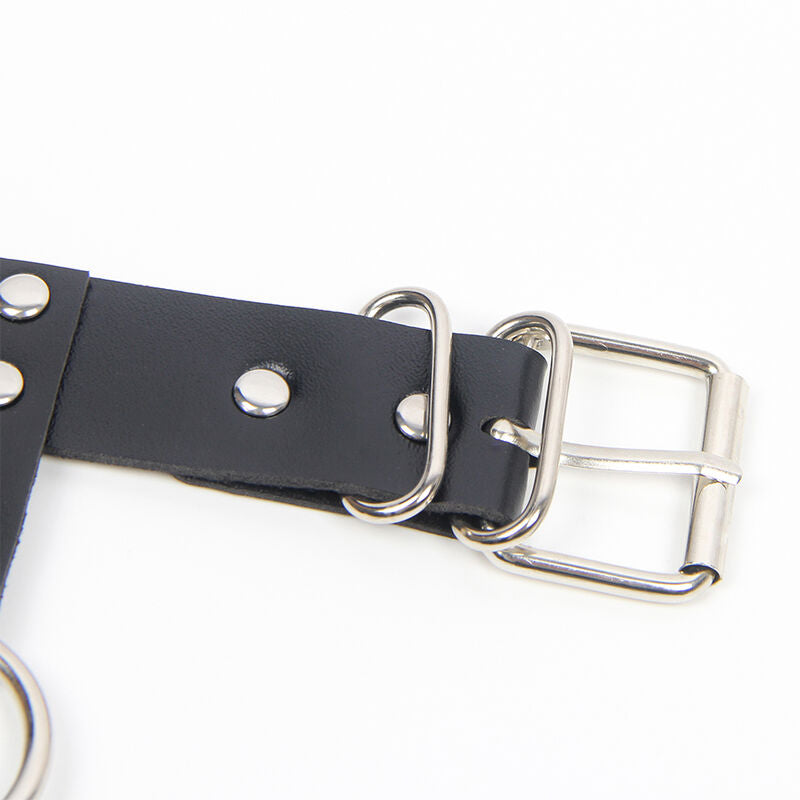 Sutien Harness cu Guler, Subblime, Detalii cu Lanturi si Inele, Marime Unica / Negru