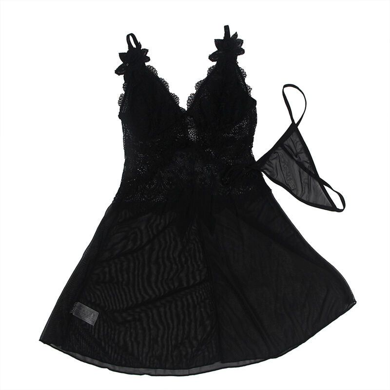 Babydoll, Subblime, Dantela si Detalii Florale, Negru S/M