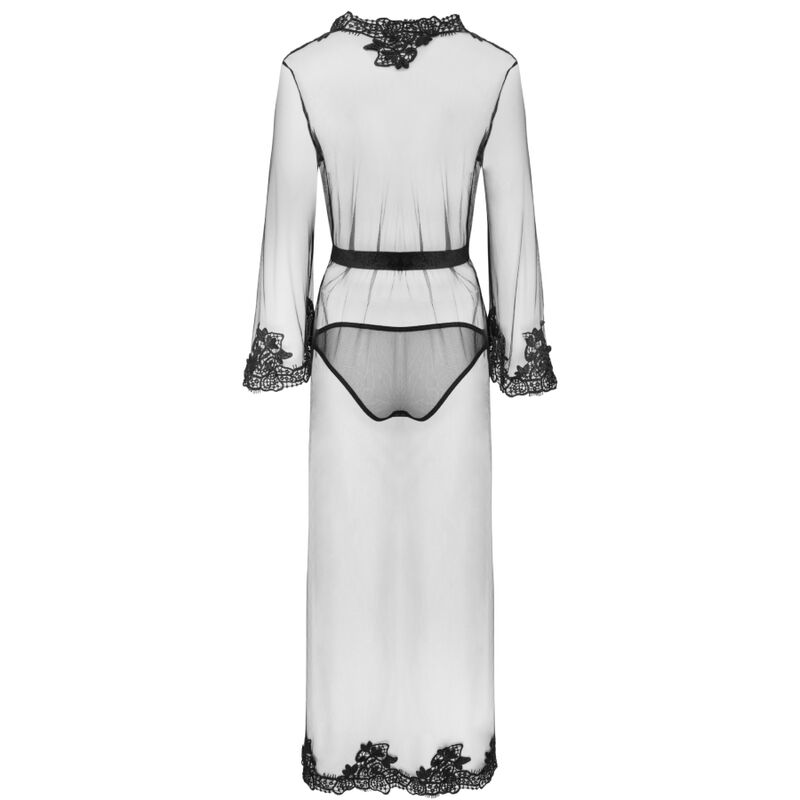 Set Halat si Chilot, Livco Corsetti Fashion - Nokina LC-XG055, Broderie Eleganta, Negru One Size