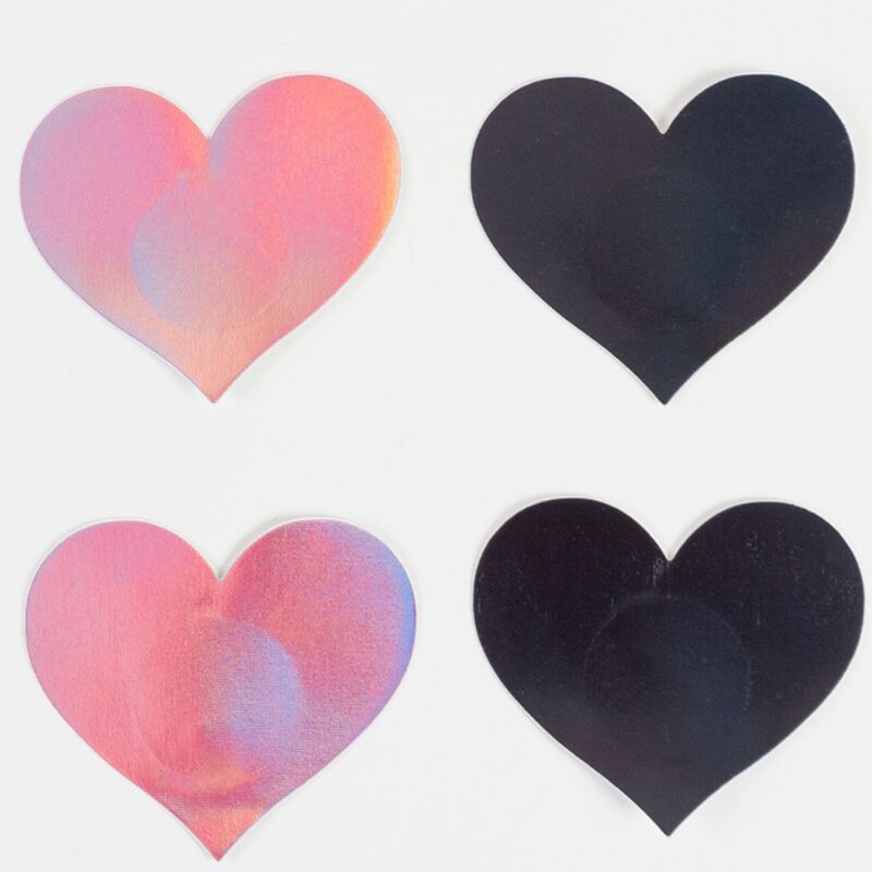 Acoperitoare pentru Sfarcuri, Secret Play - Wow Boobs Heart, Negru si Roz