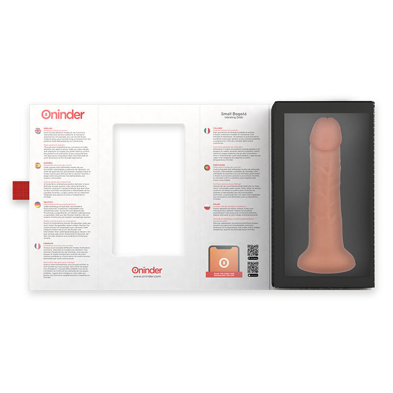 Vibrator Dildo, Oninder - Small Bogota, Control prin Aplicatie, Natural 17.5 CM x 4 CM