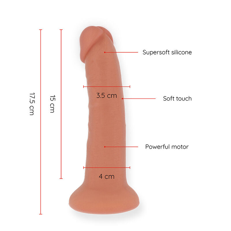 Vibrator Dildo, Oninder - Small Bogota, Control prin Aplicatie, Natural 17.5 CM x 4 CM