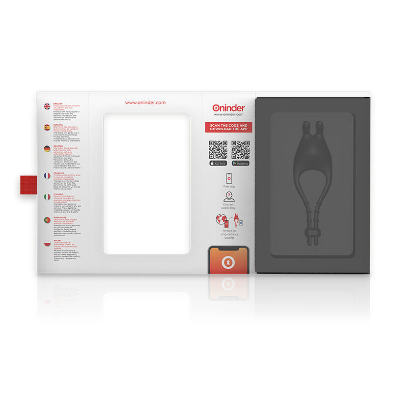 Inel Vibrator, Oninder - Pampa, Ajustabil Reincarcabil 10 Viteze cu Control prin Aplicatie si Stimulator Clitoris, Negru