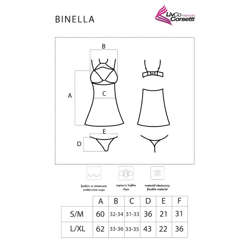 Set Babydoll si Tanga, Livco Corsetti Fashion - Binella, Dantela, Negru