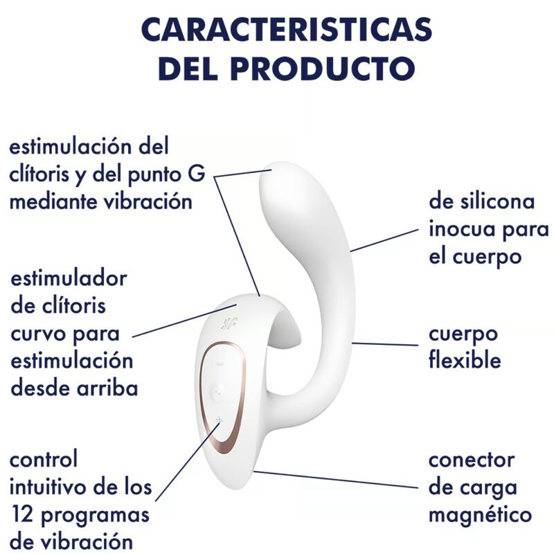 Vibrator Rabbit, Satisfyer - G For Goddess 1, Stimulare Dubla Punct G si Clitoris, Alb