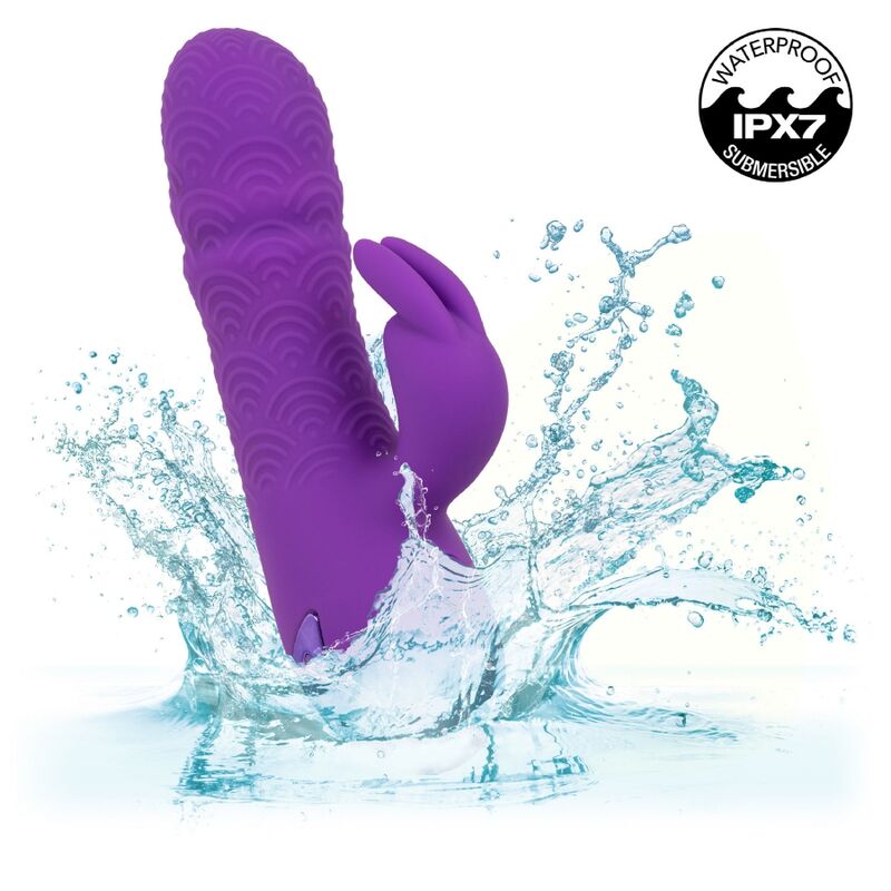 Vibrator Rabbit, CalExotics - California Dreaming Manhattan Beach Marvel, Stimulator Dual cu Vibratii si Impingere, Mov