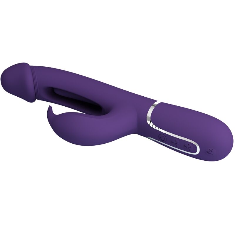 Vibrator Rabbit, Pretty Love - Kampas, Multifunctional 3 in 1 cu Limba Oscilanta, Mov