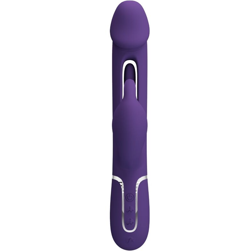 Vibrator Rabbit, Pretty Love - Kampas, Multifunctional 3 in 1 cu Limba Oscilanta, Mov