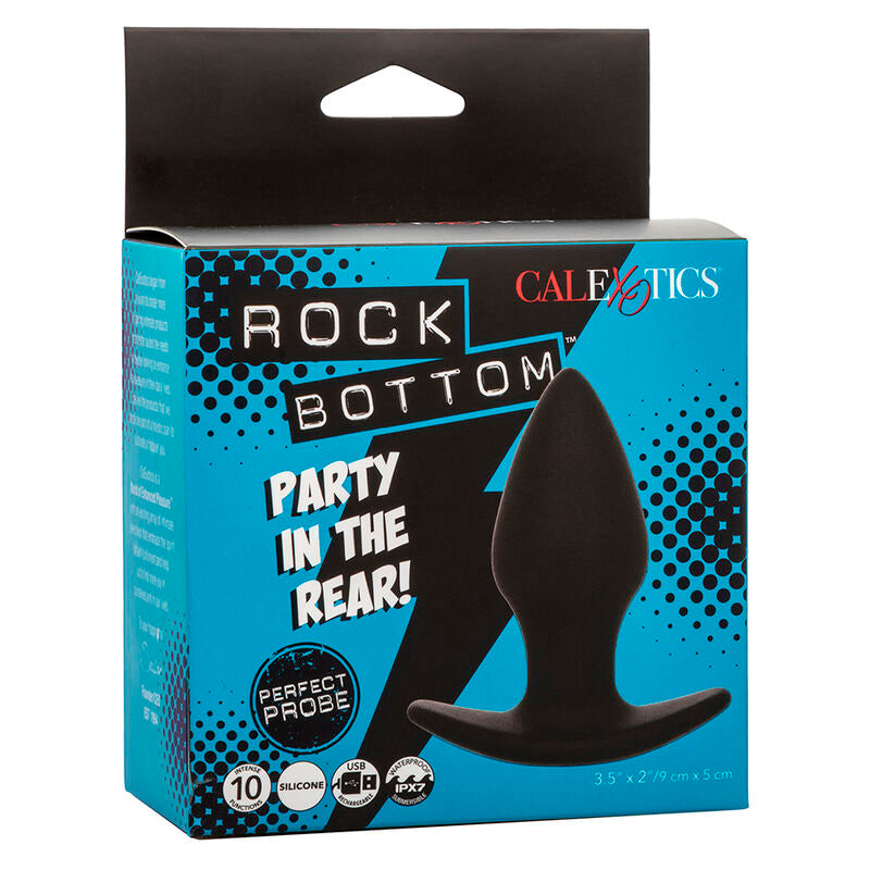 Plug Anal, CalExotics - Rock Bottom Perfect, 10 Vibratii, Silicon Negru