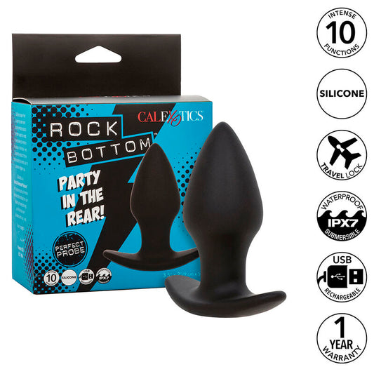 Plug Anal, CalExotics - Rock Bottom Perfect, 10 Vibratii, Silicon Negru