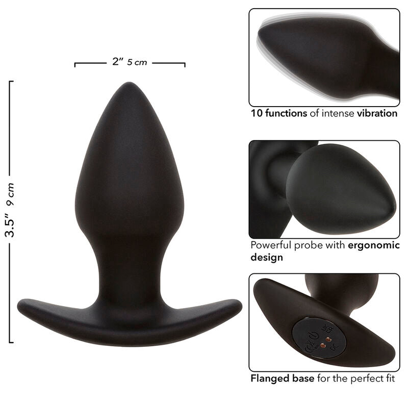 Plug Anal, CalExotics - Rock Bottom Perfect, 10 Vibratii, Silicon Negru
