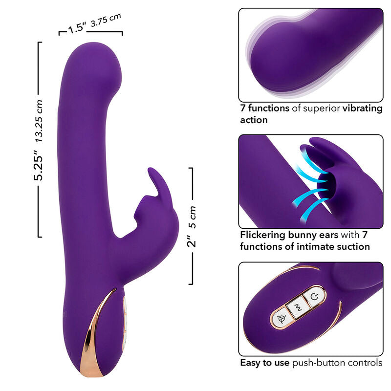 Vibrator si Stimulator, Calexotics - Jack Rabbit, 7 Vibratii si 7 Moduri de Suctiune, Albastru