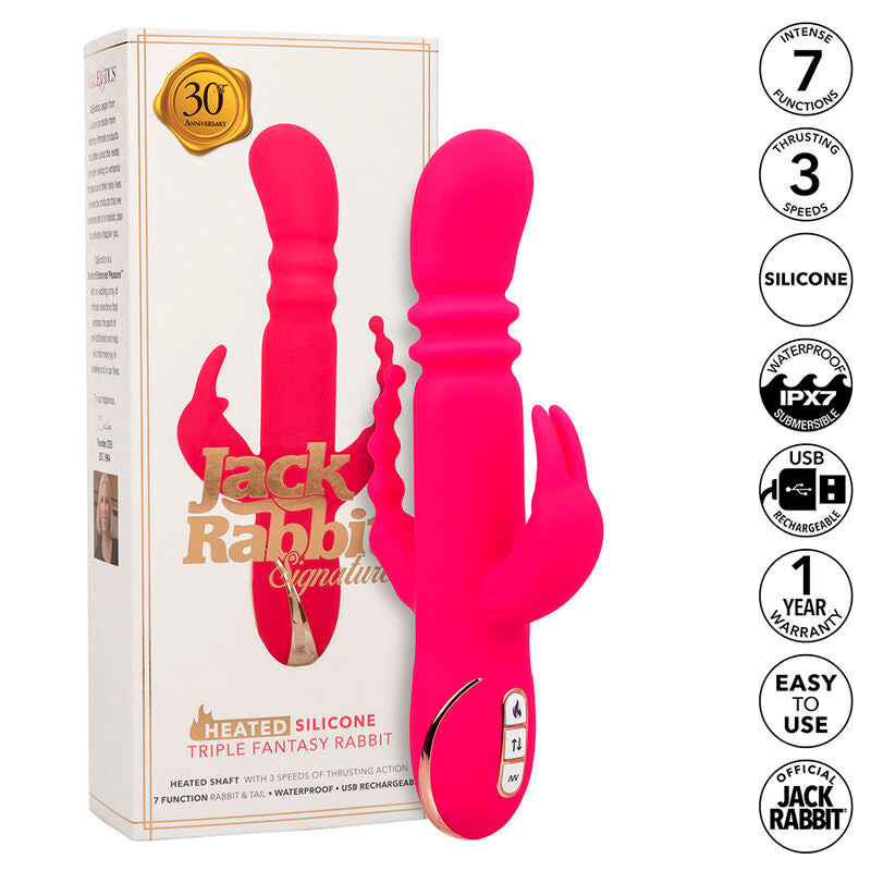 Vibrator Rabbit, CalExotics - Jack Fantasy Triple Heated, Ax Incalzit, Roz