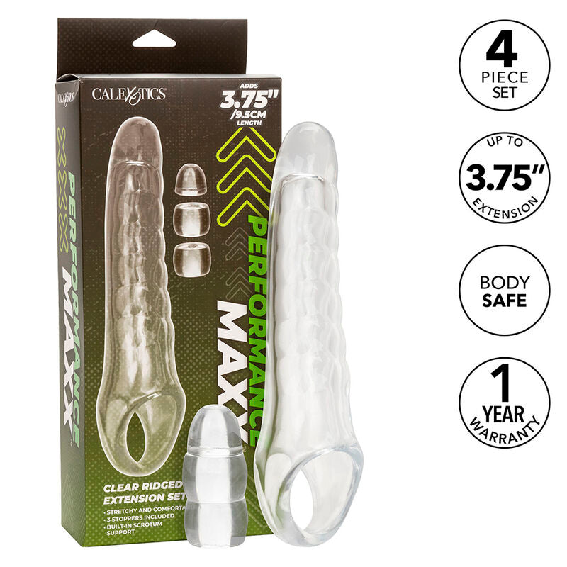 Extender Penis, CalExotics - Maxx, Ajustabil, 9.5 CM Transparent