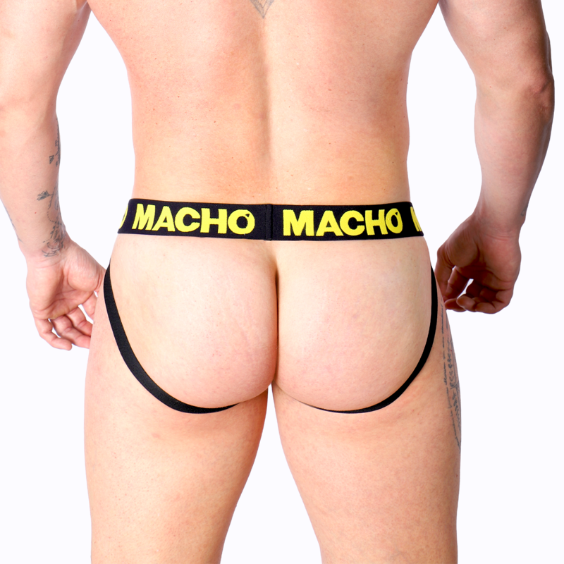 Jockstrap, Macho - MX25A, Lycra cu Fund Deschis, Galben S