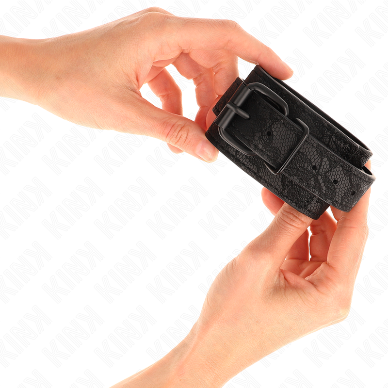 Catusi pentru Incheieturi, Kink - Dark Lace Covered, Reglabile, Negru 19-26 CM