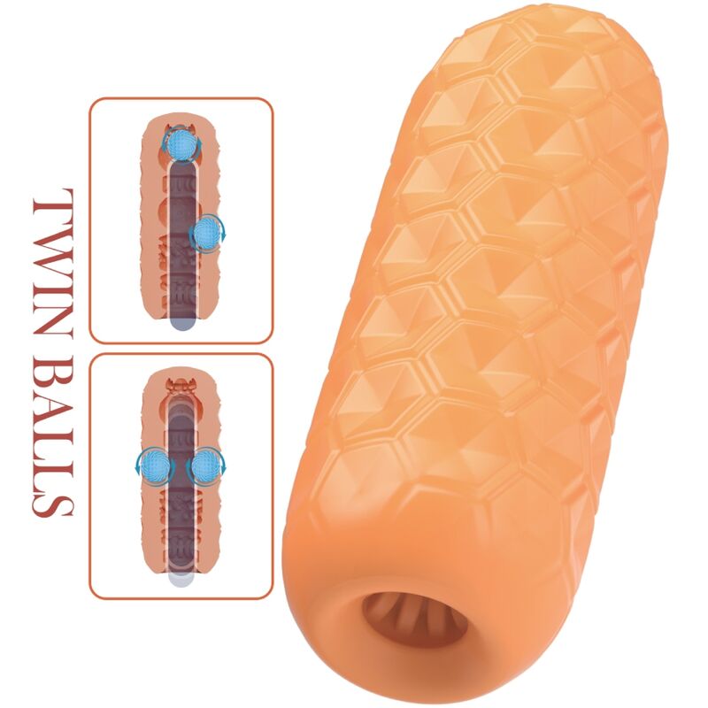 Masturbator Masculin, Pretty Love - BM-009230NQ, cu Bile Duble, Portocaliu