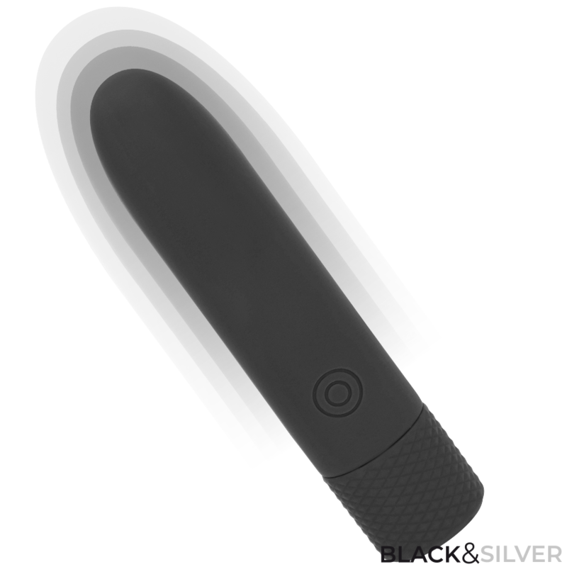 Vibrator Bullet, Black&Silver - Geri, Reincarcabil USB 8 Vibratii, Negru 10 X 2.2 CM