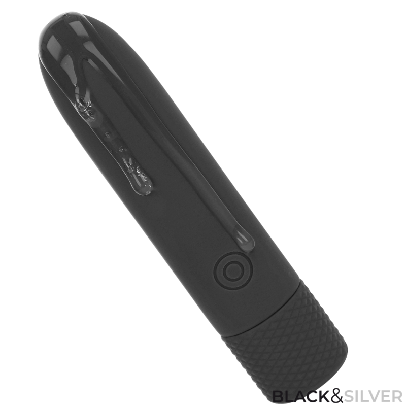 Vibrator Bullet, Black&Silver - Geri, Reincarcabil USB 8 Vibratii, Negru 10 X 2.2 CM