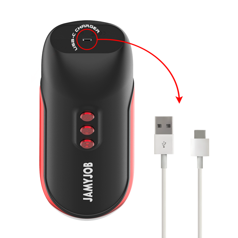 Masturbator Automat Tip Gura, Jamyjob - Blaze, 5 Moduri de Supt si 5 Moduri de Vibratie, Negru si Rosu