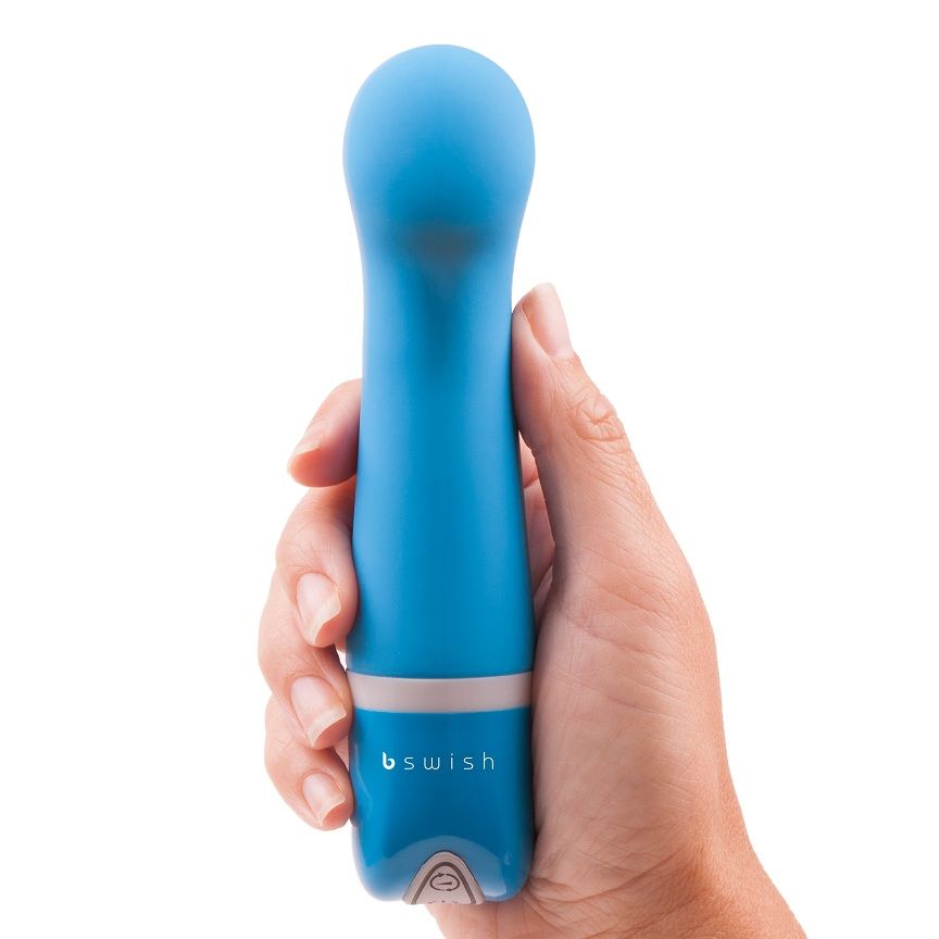 Vibrator, B Swish - Bdesired Deluxe Curve, Cap Curbat pentru Punctul G, Albastru Laguna