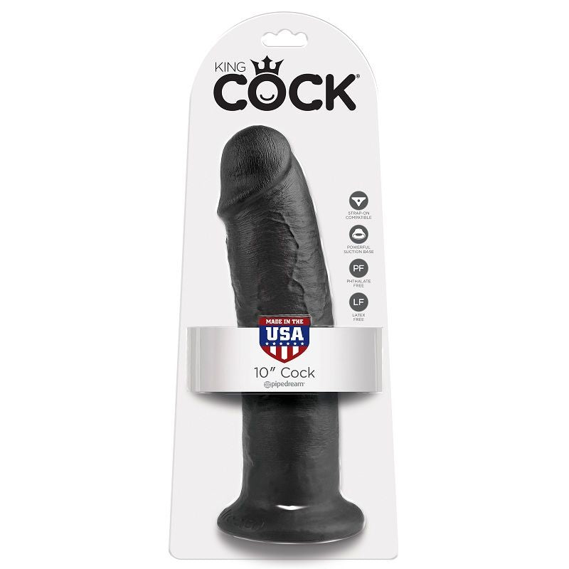 Dildo, King Cock - 10, Realist cu Ventuza, 25 x 6 CM Negru