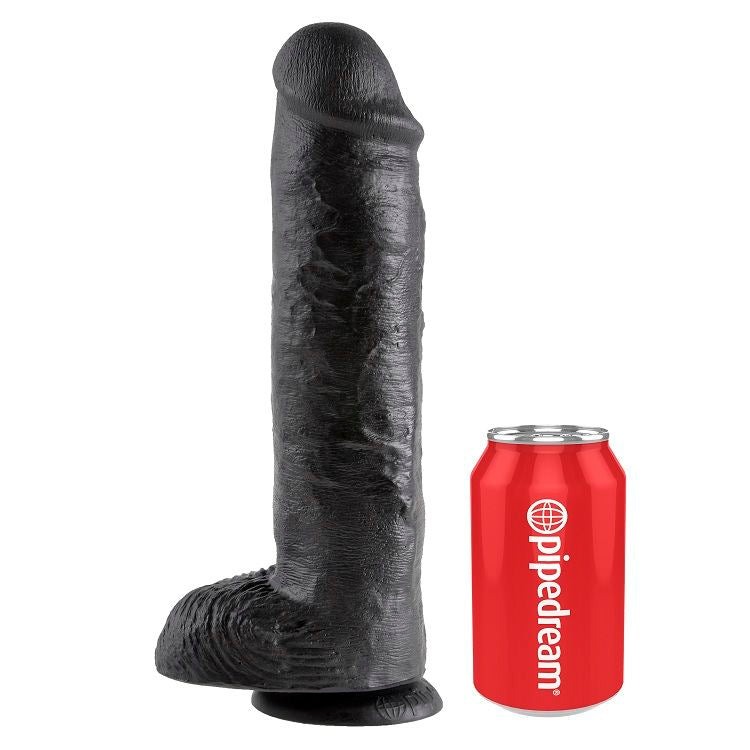 Dildo, King Cock - 11, Realist, 28 CM Negru cu Bile