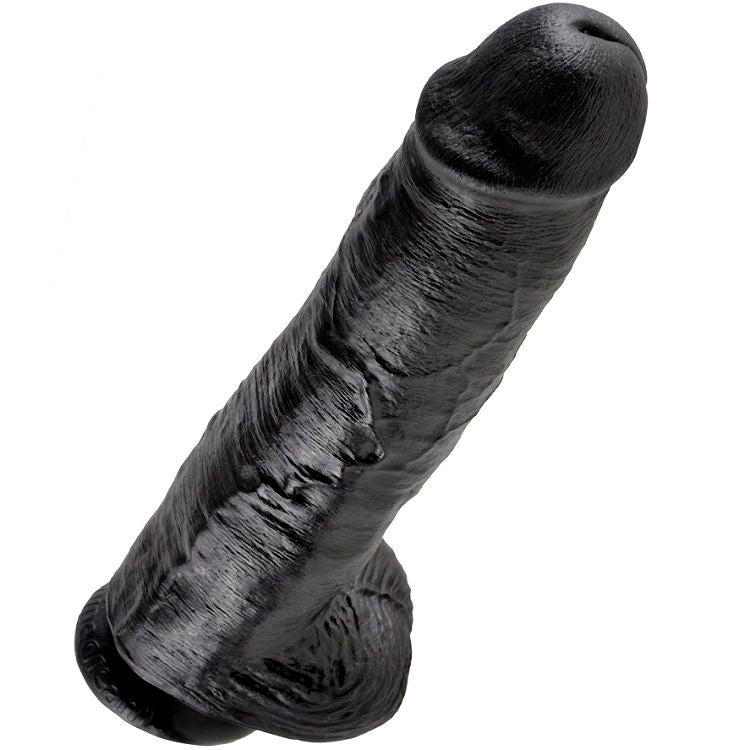 Dildo, King Cock - 11, Realist, 28 CM Negru cu Bile