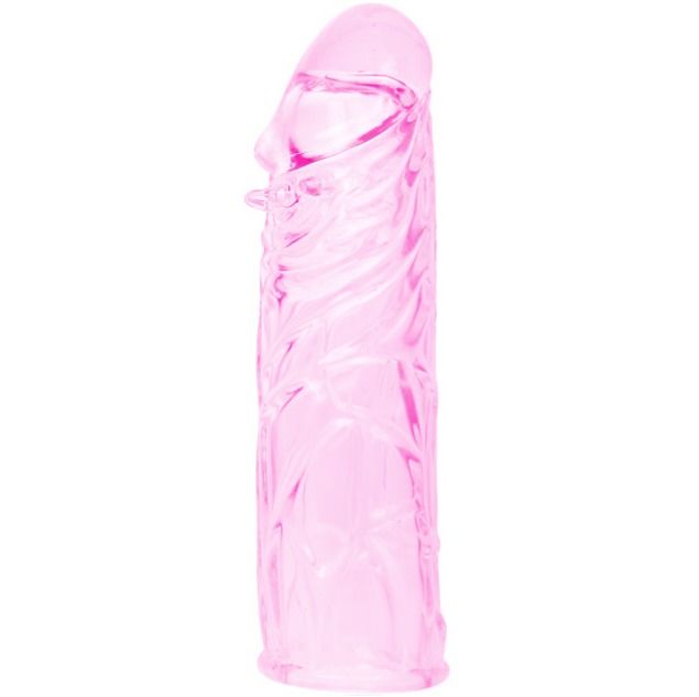 Prelungitor Manson Penis, Baile, Texturat din Silicon, 13 CM Roz