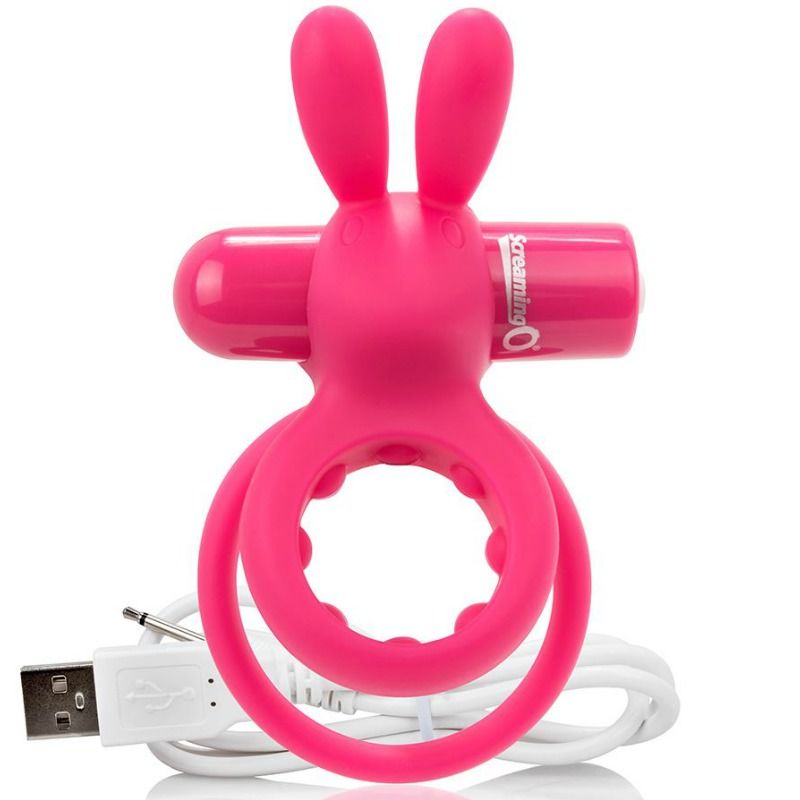 Inel Vibrator Dublu, Screaming O - O Hare, Reincarcabil USB, Roz