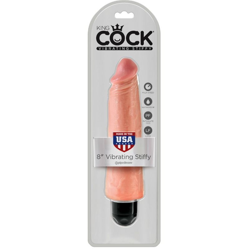 Dildo, King Cock - Vibrator Realist, Impermeabil, 20.3 CM Natural