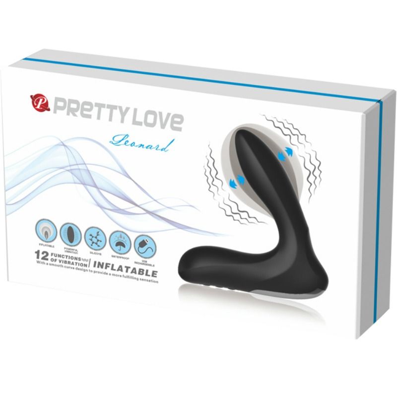 Vibrator Prostata, Pretty Love - Leonard, Gonflabil cu Vibratii, Negru