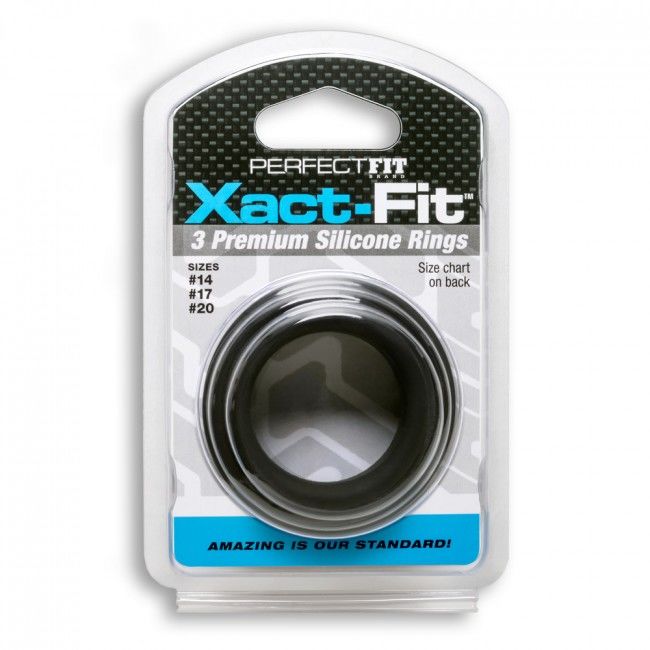 Kit Inele pentru Penis, Perfect Fit - Xact-Fit 3 Ring Kit, Sistem de Dimensionare Precisa, 35.56/43.18/50.80 CM