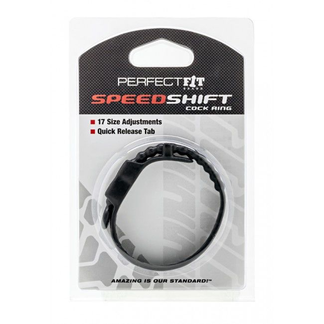 Inel pentru Penis, Perfect Fit Brand - Speed Shift, Dimensiune Ajustabila, Negru