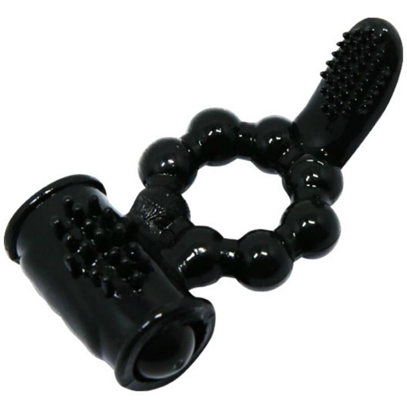 Inel Vibrator, Baile - Sweet Ring, cu Dublu Stimulator, Negru