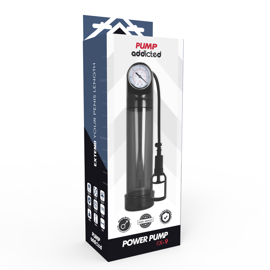 Pompa Marire Penis, Addicted - RX9, cu Manometru, Black