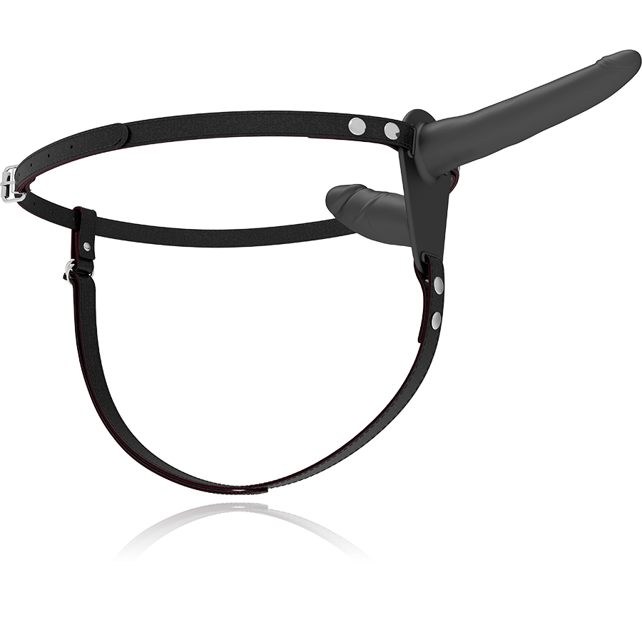 Ham pentru Penetrare Dubla cu Vibrator, Fetish Submissive, 10 Moduri de Vibratie, Negru Marime Unica