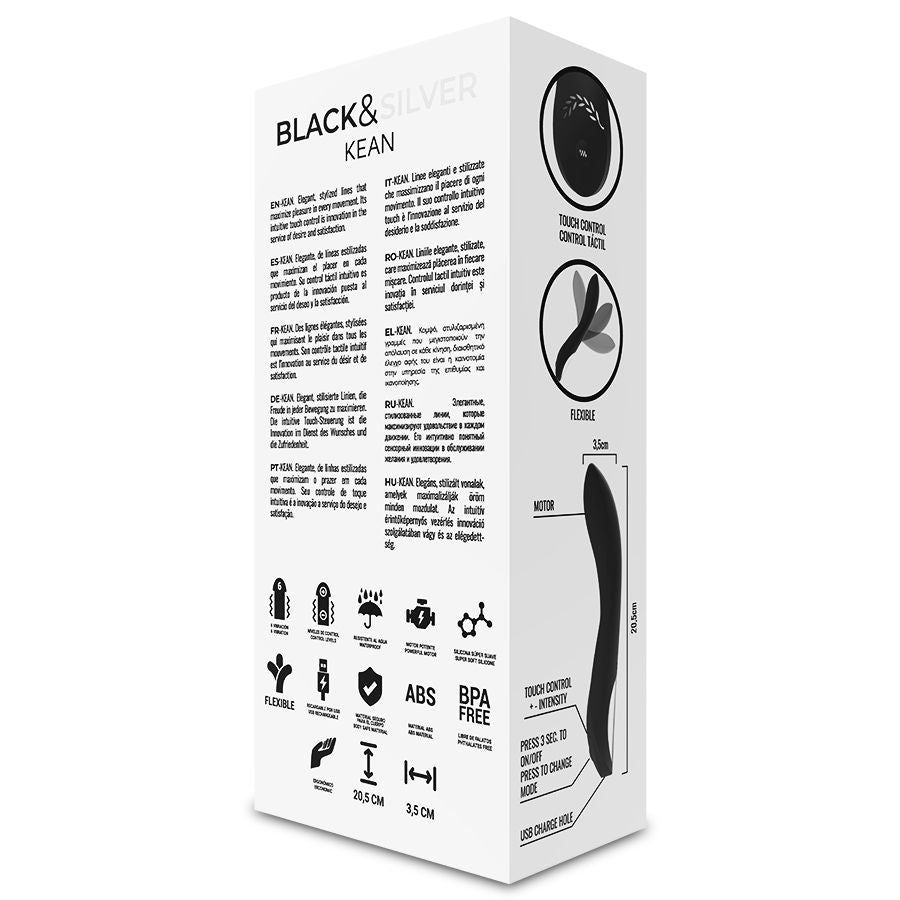 Vibrator, Black & Silver - Kean, Control Tactil, Negru & Argintiu