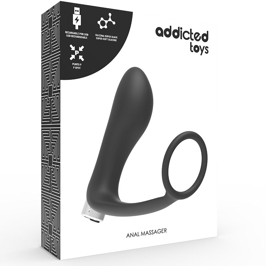 Vibrator Prostata, Addicted Toys - Model 1, Reincarcabil USB, Negru