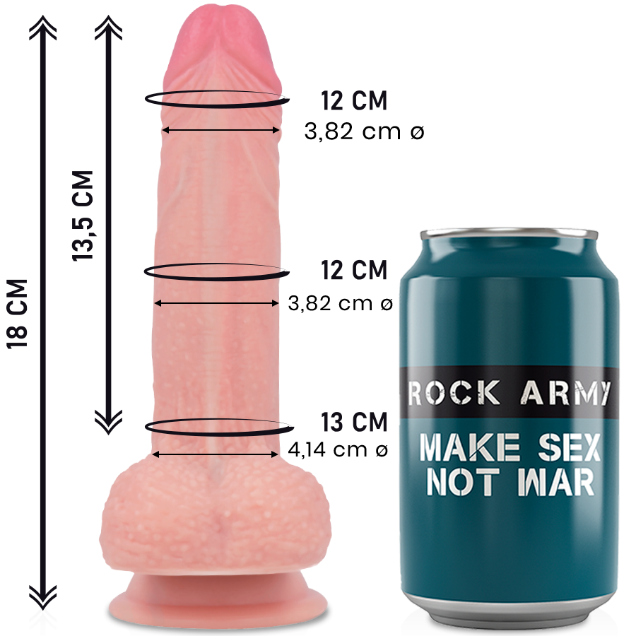 Dildo, Rockarmy - Mustang, Realist din Silicon Lichid cu Ventuza, 18 CM x 4.14 CM
