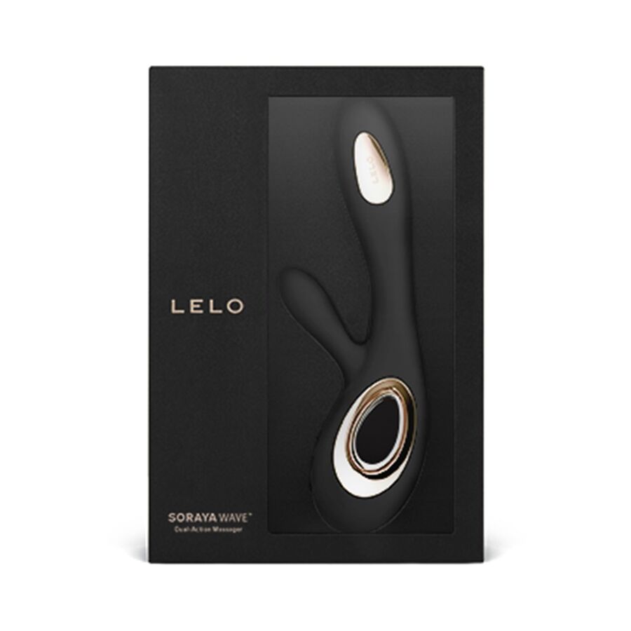 Vibrator Rabbit, Lelo - Soraya Wave, Stimulare Simultana Clitoris si Punct G, Negru