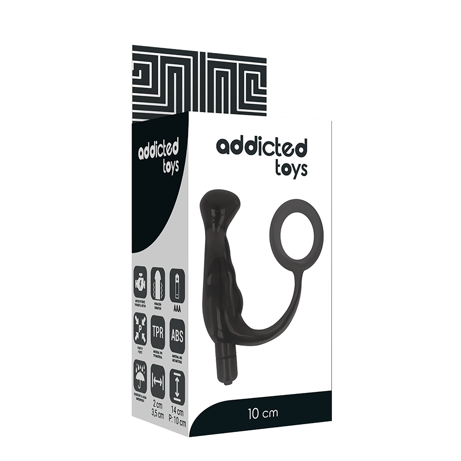Vibrator Anal, Addicted Toys - Prost Tico, Silicon Medical, 10 CM Negru