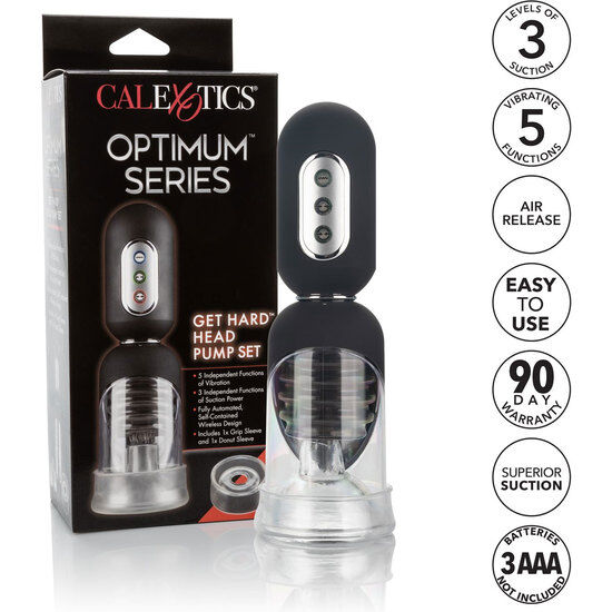 Pompa Marire Penis, CalExotics - Get Hard Head Set, Automata cu 3 Niveluri de Aspiratie si 5 Functii de Vibratie, 13.25 CM