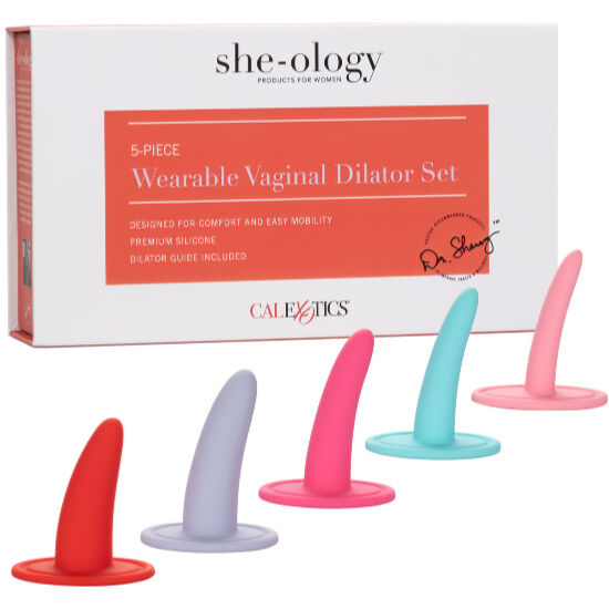 Set Dilatatoare Vaginale, CalExotics - She-Ology, Purtabile din Silicon, 5 Piese